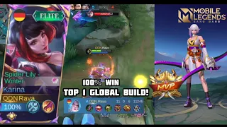 Karina!Best Build!MVP!100%Unstoppable!Mobile Legends Bang Bang