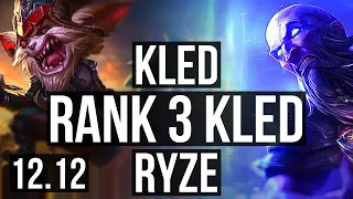 KLED vs RYZE (TOP) | Rank 3 Kled, 4/0/4, 2.8M mastery, 700+ games | NA Challenger | 12.12