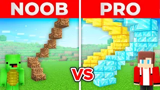 JJ And Mikey THE BEST SPIRAL LONGEST STAIRS DIRT vs DIAMOND And GOLD in Minecraft Maizen