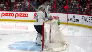 Antti Niemi warms up during the Sharks @ Senators hockey game