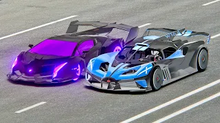 Bugatti Bolide vs Lamborghini Veneno GTR - Drag Race 20 KM