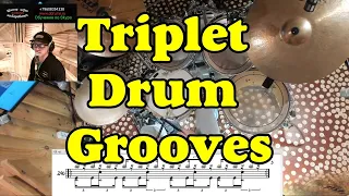 Триольные Ритмические Рисунки на Барабанах ● Ноты в Обучающем Уроке на Ударной Установке ● Triplet