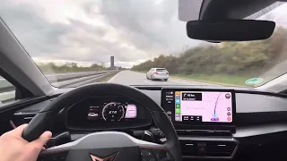 Cupra Leon tries to run away from 911 Carrera on Autobahn