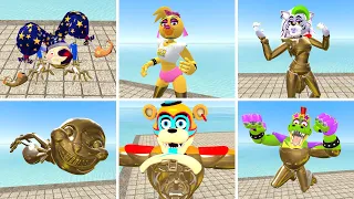 TURNING ALL FNAF Security Breach ANIMATRONICS INTO GOLD ON GMOD!