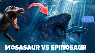 Mosasaurus vs Spinosaurus in water in #jurassicworld #spinosaurus