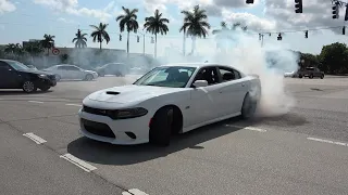 WILD EXITS From CARS AND COFFEE PALM BEACH!! | Burnouts, Drifting, LOUD Accelerations [Part 2]