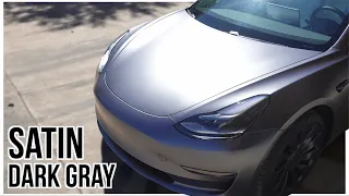 Tesla Model 3 Wrapped Satin Dark Gray! | EVS Vlog