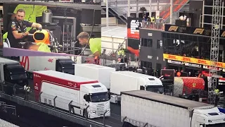 Formula 1 teams packing up after the race