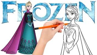 How to draw Queen Elsa on her coronation day - Frozen