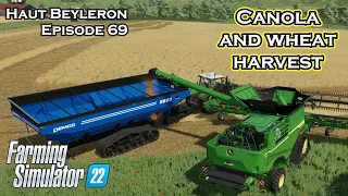 HARVESTING OUR WHEAT AND CANOLA FIELD - FS22 - Haut Beyleron - Let's Play Episode 69