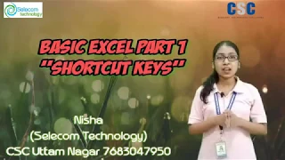 MS Excel Tutorial Part-1 Excel Short Cut Keys: Learn MS-Excel in simple Hindi| By Nisha at Selecom