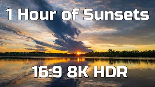 1 Hour of 8K HDR sunsets and ambient music.