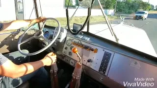 1965 Kenworth 6x4 twin sticks shifting in cab view