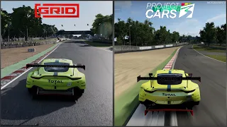 GRID 2019 vs Project CARS 3 - Aston Martin Vantage GTE at Brands Hatch GP Comparison