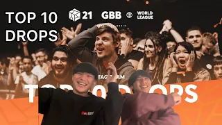 Asian Twins React [双子-海外の反応 ] Top 10 Drops | Tag Team | GRAND BEATBOX BATTLE 2021: WORLD LEAGUE