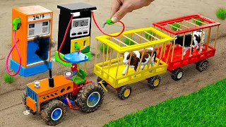 Top diy tractor making mini double petrol pump | rescue heave tractor run out of gas | HP Mini