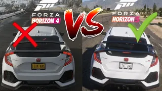 Forza Horizon 5 vs 4 Original engine sounds comparison! No Upgrades! Civic Type R 2018 (ep. 4) 4k