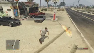 GTA V Gas Station Explosion and blow up cars and Trevor’s truck part 1