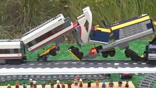 THE BEST LEGO TRAINS, Trampoline, Accident, Fall - Slow Motion