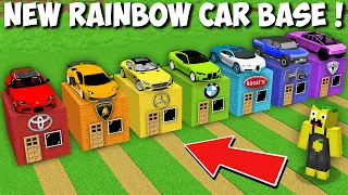 New RAINBOW SUPERCARS HOUSE in Minecraft ! VEHICLE BASE !