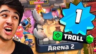 NÍVEL 1 MAIS GEMADO TROLLANDO NA ARENA 2 COM TODAS AS LENDÁRIAS DO CLASH ROYALE #14