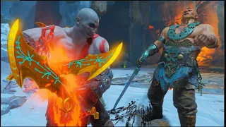 Young kratos vs Sons of Thor Magni and Modi. God of war pc NO HUD cinematic boss fight.
