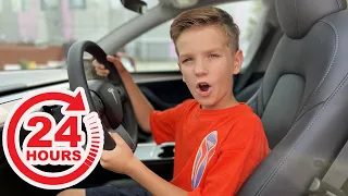 @Mark_Production 24 Hours challenge in a car | Mark and mom in a Tesla