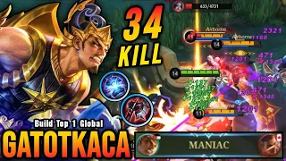 34 Kills!! OP Gatotkaca with this Item (INSANE LIFESTEAL) - Build Top 1 Global Gatotkaca ~ MLBB