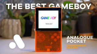 This handheld plays all your old Gameboy cartridges! (Transparent Orange Analogue Pocket Overview)