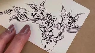 “Mrth” on the white Phi tile Zentangle ゼンタングル