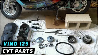 Yamaha Vino 125 - CVT Parts Inspection (belt, rollers, clutch, variator) | Mitch's Scooter Stuff