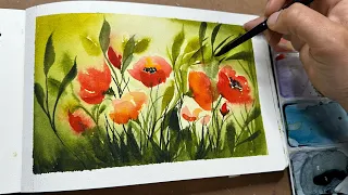 Watercolor Journal Day 88 (Magical Poppies)