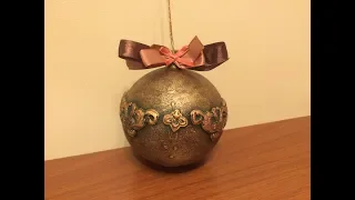 Очень простой декор ёлочного шара. DIY.  Christmas toy.