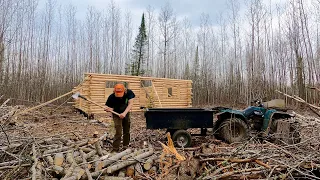 Clearing Land Around The New Off Grid Log Cabin Build: Filling The Woodshed