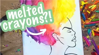 Playing with Melted Crayon Pop Art | Tutorial with Hair Dryer on Canvas