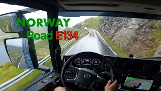 POV Driving Scania S540 - Norway E134 Road Dyrskar beautiful road 🇳🇴