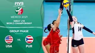 USA vs. PUR - Group Phase | Girls U18 Volleyball World Champs 2021