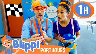 Corrida de Carrinhos! | 1 HORA DE MEEKAH E BLIPPI | Blippi em Português | Vídeos Educativos Infantis