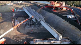 Behind the scenes. Building bridge 5, using I-Girders to span 49 metres at O Mahurangi Penlink.