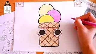Как нарисовать мороженное поэтапно для детей | Рисунок мороженного для срисовки | Няня Уля