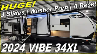 3 Slide Out Rear Living Room Travel Trailer 2024 VIBE 34XL at Couchs RV Nation RV Review Tour