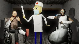 Paciend Granny vs Grandpa vs Doctor Baldi funny real animation
