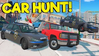 CAR HUNT but We are The Police with Backup in BeamNG Drive Mods!