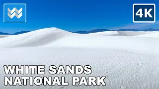 [4K] White Sands National Park in New Mexico USA - Alkali Flat Trail Virtual Walking / Hiking Tour 🎧