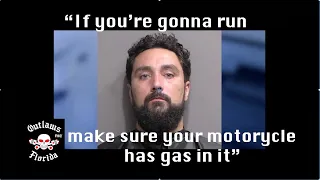 "Biker Gang" member arrested after running out of gas during a police chase