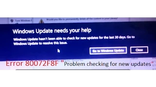 How to fix error 80072F8F "Problem checking for New Updates" Windows 8.1