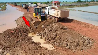 Incredible Nice Build Long Road Protection Flood by Skill Operator Bulldozer SHANTUI  Pushing Stone