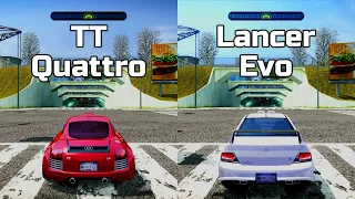 NFS Most Wanted: Audi TT 3.2 Quattro vs Mitsubishi Lancer Evo 8 - Drag Race