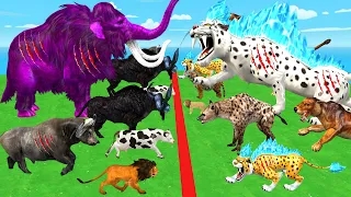 10 Zombie Tiger vs 10 Hyenas vs Giant Snake Attack Cow Cartoon vs Buffalo Saved By Woolly Mammoth