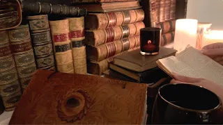 Real-Time Dark Academia Study With Me, Cosy Evening, Rain Sounds, Mild ASMR, Rain and Old Books